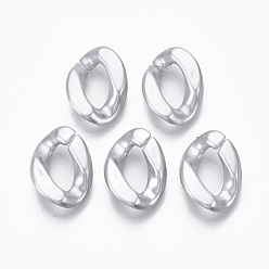 Серебро Окрашенные распылением пластиковые соединительные кольца ccb, разъемы для быстрой связи, для изготовления ювелирных цепочек, твист, серебряные, 18.5x13x4 мм, внутренний диаметр: 5x10.5 мм