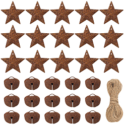 Без Покрытия Наборы для самостоятельного изготовления подвесных украшений, включая железный кулон и джутовый шнур, сырой (без покрытия), 13x15 мм