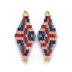 Разноцветный Японский бисер miyuki & toho ручной работы ссылки, Ткацкий станок, ромб, красочный, 32.5~33x12.6~13x1.7~1.8 мм, отверстие : 1.2~1.4 мм