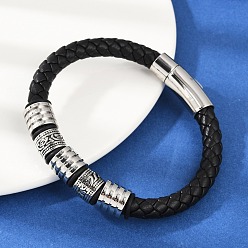 Черный Плетеные браслеты из микрофибры, 304 браслеты-колонны из нержавеющей стали для женщин и мужчин, с штык застежками, чёрные, 8-7/8x1/4 дюйм (22.5x0.8~1.15 см)