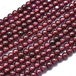 Granat Natürlicher Granat Perlen Stränge, Runde, 3 mm, Bohrung: 0.5 mm, ca. 130 Stk. / Strang, 15.35 Zoll (39 cm)