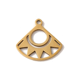 Золотой 201 подвески из нержавеющей стали, лазерная резка, веер с солнечным шармом, золотые, 17x17.5x1 мм, отверстие : 1.5 мм