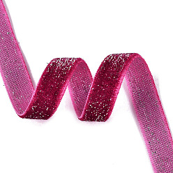 Cerise Ruban de velours simple face à paillettes scintillantes, Ruban en polyester et nylon avec cordon métallique, pour accessoires de vêtement, cerise, 3/8 pouces (10 mm), environ 218.72 yards (200m)/rouleau