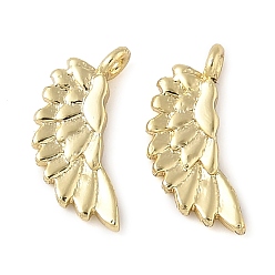 Настоящее золото 18K Латунные подвески, крылатые прелести, долговечный, без свинца и без кадмия, реальный 18 k позолоченный, 13x6x1.5 мм, отверстие : 1.2 мм