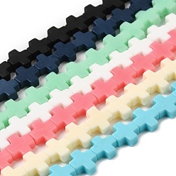 (52) Непрозрачная лаванда Синтетические коралловые бусины ниток, окрашенные, крестик, разноцветные, 7.5~8.5x8~9x3~3.5 мм, отверстие : 1 мм, около 40 шт / нитка, 12.5 дюйм ~ 12.7 дюйм (31.8~32.3 см)