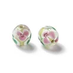 Темно-Красный Бусины ручной работы золотой фольги стекла, разнообразные, темно-красный, 12~13.5 мм, отверстие : 1.8~2 мм