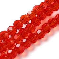 Rouge Des billes de verre transparentes, à facettes (32 facettes), ronde, rouge, 6mm, Trou: 1mm, Environ 98 pcs/chapelet, 20.47 pouce (52 cm)