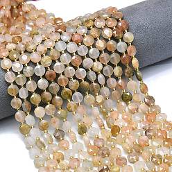 Gemstone Природных драгоценных камней бисер нитей, граненый шестиугольный разрез, плоско-круглые, с бисером, 8~8.5x5 мм, отверстие : 0.8 мм, около 36 шт / нитка, 15.16''~15.24'' (38.5~38.7 см)
