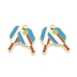 Золотой Спортивные подвески из эмалевого сплава, талисманы для пиклбола, золотые, 28x25x1 мм, отверстие : 1.6~1.8 мм