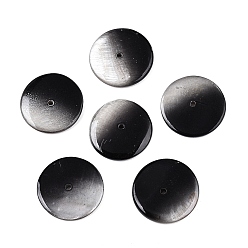 Черный Природные подвески оболочки пресноводных, плоские круглые прелести, окрашенные, чёрные, природный