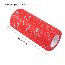 Dark Red Glitter Sequin Deco Mesh Ribbons, Tulle Fabric, Tulle Roll Spool Fabric For Skirt Making, Dark Red, 6 inch(15cm), about 25yards/roll(22.86m/roll)