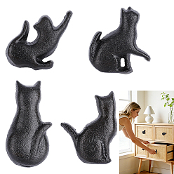 Cat Shape 4 piezas 4 estilos de tiradores de cajones de hierro para armarios, negro, forma de gato, 36~55x39~58x25 mm, 1 pc / estilo