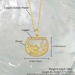 Fish Ожерелья с подвесками Ocean Summer из латуни с прозрачными кубическими цирконами и паве, золотые, рыба, 17.72 дюйм (45 см), Кулон : 20x16 мм