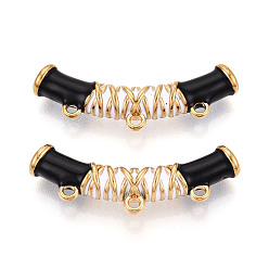 Черный 304 Соединительные элементы для люстры из эмалированных труб из нержавеющей стали, ионное покрытие (ip), реальный 18 k позолоченный, чёрные, 14.5x40x8 мм, отверстие : 1.6~1.8 мм