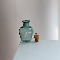 чирок Стеклянные пустые подвески для бутылок желаний, с пробковыми пробками и петлями, зелено-синие, 20x27 мм