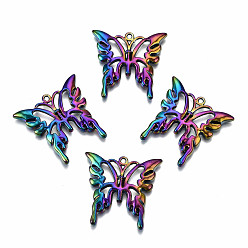 Rainbow Color Подвески из сплава цвета радуги, без кадмия и без свинца, бабочка, 24.5x25.5x2.5 мм, отверстие : 1.2 мм
