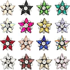 (52) Непрозрачная лаванда 16шт 16 цвета звездные тканевые патчи, со стеклянными стразами, пришить аппликации, аксессуары для костюма, для одежды, сумка брюки, обуви, разноцветные, 30x31x7 мм, 1 шт / цвет