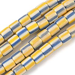 Желтый Бусины из полимерной глины ручной работы, колонка и полоса, желтые, 6x6 мм, отверстие : 1.8~2 мм, около 65~66 шт / нитка, 15.55''~15.75'' (39.5~40 см)