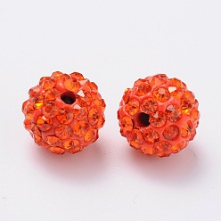 Hyacinth Pave Disco Ball Beads, Polymer Clay Rhinestone Beads, Grade A, Round, Hyacinth, PP14(2~2.1mm), 10mm, Hole: 1.0~1.2mm