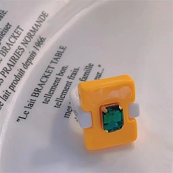 Золотистый Кольца из смолы для женщин и девочек, прямоугольные, золотые, внутренний диаметр: 17 мм