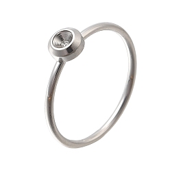 Нержавеющая Сталь Цвет 304 оправа для колец из нержавеющей стали со стразами, цвет нержавеющей стали, лоток : 2.8 мм, 1.2 мм, размер США 6 (16.5 мм)