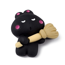 Cat Shape Кабошоны из непрозрачной смолы на тему Хэллоуина, для изготовления ювелирных изделий, Узор кошки, 25x24.5x8.5 мм