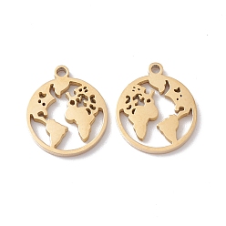 Настоящее золото 24K Ионное покрытие (ip) 304 подвески из нержавеющей стали, плоский круглый с картой, реальный 24 k позолоченный, 11.5x10x1 мм, отверстие : 1 мм