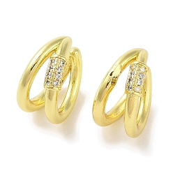Настоящее золото 18K Женские серьги-манжеты из латуни с микропаве и прозрачным цирконием, реальный 18 k позолоченный, 14x8 мм