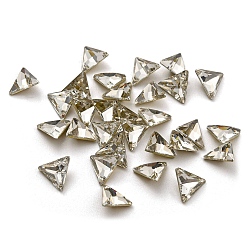 Kristall Glas Strass Cabochons, zurück vernickelt, Dreieck, Kristall, 6x7x3 mm