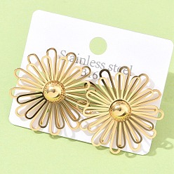 Настоящее золото 18K 304 из нержавеющей стали серьги, цветок, ионное покрытие (ip), реальный 18 k позолоченный, 30 мм