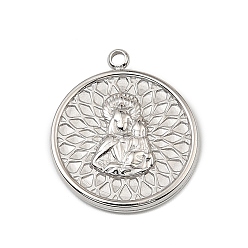 Нержавеющая Сталь Цвет Тема Девы Марии 304 подвески из нержавеющей стали, плоско-круглые, без кадмия, без никеля и без свинца, цвет нержавеющей стали, 22x19x2.5 мм, отверстие : 1.8 мм