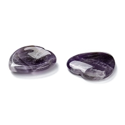 Amethyst Natural Amethyst Massage, Heart, for Face to Lift, Decrease Puffiness and Tighten, 39~40x39.5~40x7~8mm