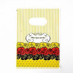 Yellow Printed Plastic Bags, Rectangle, Yellow, 20x15cm