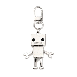 Платина Подвеска-робот из сплава стразов, с поворотными застежками сплава, платина, 86 мм