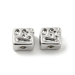 Platin Farbe Messing Perlen, Cadmiumfrei und Nickel frei und Bleifrei, Viereck, Platin Farbe, 5x5x4 mm, Bohrung: 1.4 mm