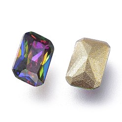 Глубокий Розовый Кубического циркония указал назад кабошоны, с покрытием на задной стороне, прямоугольник граненый, витраж розовый, 6x4x2 мм