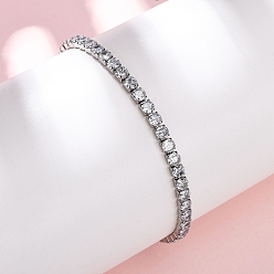 Квадрат 304 браслеты-цепочки из нержавеющей стали с прозрачным кубическим цирконием, 201 Браслеты-слайдеры из нержавеющей стали с цепочкой-коробкой для женщин, цвет нержавеющей стали, квадратный, 1/8 дюйм (0.4 см), внутренний диаметр: 2~3 дюйм (5~7.5 см)