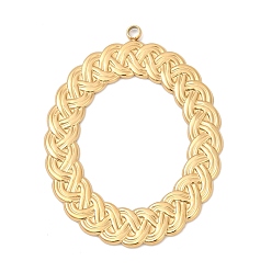 Настоящее золото 18K 304 подвески из нержавеющей стали, ионное покрытие (ip), овальный шарм, реальный 18 k позолоченный, 43.5x33x1 мм, отверстие : 2 мм