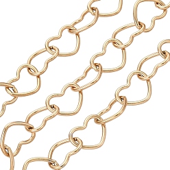 Real 18K Gold Plated 304 Stainless Steel Heart Link Chains, with Spool, Ion Plating(IP), Long-Lasting Plated, Real 18K Gold Plated, 10x7.5x1mm, about 32.81 Feet(10m)/Roll
