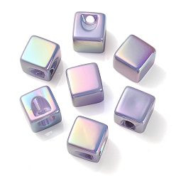 Lilac UV Plating Rainbow Iridescent Acrylic Beads, Cube, Lilac, 15x15x15mm, Hole: 3.8mm
