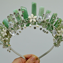 Зеленый Авантюрин Резинки для волос из натурального розового кварца, аксессуары для волос для женщин и девочек, корона, 250x170x50 мм