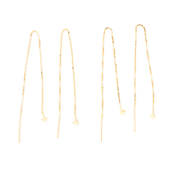 Настоящее золото 18K 925 нить серебристого серебра, длинная цепочка с кисточками и висячими серьгами-гвоздиками для женщин, реальный 18 k позолоченный, 100 мм, штифты : 0.7 мм