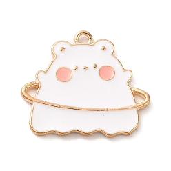 Pink Halloween Theme Alloy Enamel Pendants, Ghost Charm, Light Gold, Pink, 22x25x2mm, Hole: 1.8mm