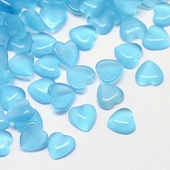 Pale Turquoise Cat Eye Cabochons, Heart, Pale Turquoise, 6x6x3mm