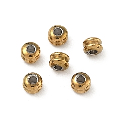 Column 304 из нержавеющей стали бусы, ионное покрытие (ip), долговечный, стойки покрытие, реальный 18 k позолоченный, рифленая колонна, 4x3 мм, отверстие : 1.5 мм