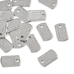 Platinum SHEGRACE Brass Charms, Rectangle with Word Charms, Cadmium Free & Lead Free & Nickel Free, Long-Lasting Plated, Platinum, 13x7x1mm, Hole: 1.8mm
