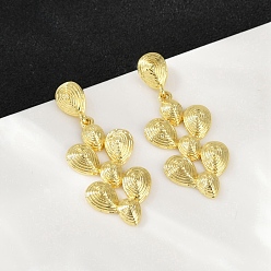 Настоящее золото 18K Латунные серьги-гвоздики в форме каплевидных подвесок, долговечный, без кадмия и без свинца, стойки покрытие, реальный 18 k позолоченный, 30.5x12.5 мм