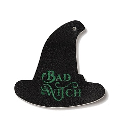 Hat Подвески из искусственной кожи на Хэллоуин, шляпа, 47x45x2 мм, отверстие : 1.6 мм