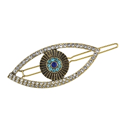 Antique Bronze Alloy Rhinestone Hair Bobby Pins, Evil Eye, Antique Bronze, 73x26mm