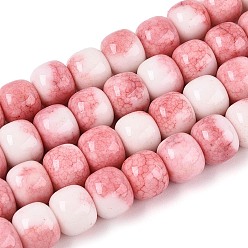 Светло-Коралловый Нити из окрашенных стеклянных бусин с эффектом омбре, имитация нефрита, баррель, свет коралловый, 10~10.5x8~8.5 мм, отверстие : 1~1.4 мм, около 87~93 шт / нитка, 29.33~31.30 дюйм (74.5~79.5 см)